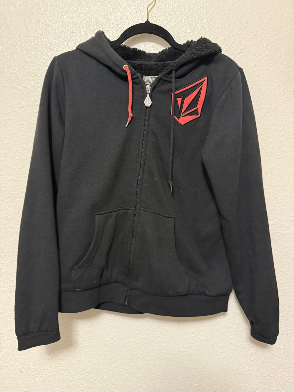 Volcom fleece lined‎ full zip hoodie size Large